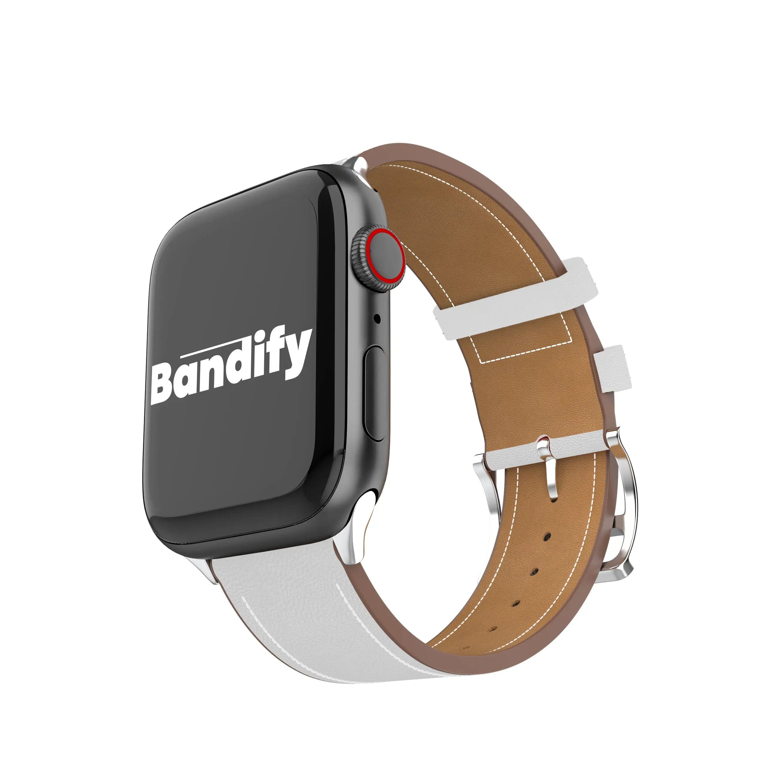 Leather Classic Buckle | White Bandify
